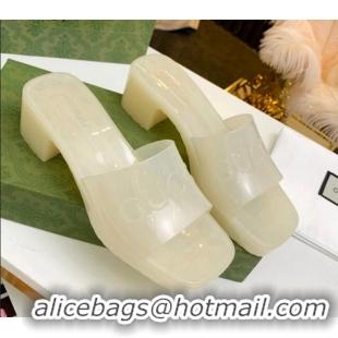 Good Quality Gucci Transparent Rubber Slide Sandals 081042 Jade