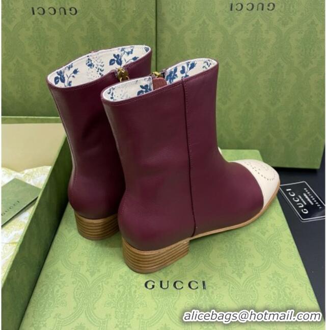 Popular Gucci Calfskin Short Boot with Double G Toe 081050 Burgundy 2021