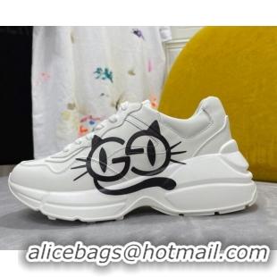 New Design Gucci Rhyton Sneakers with Cat Eyes 081301 White 2021