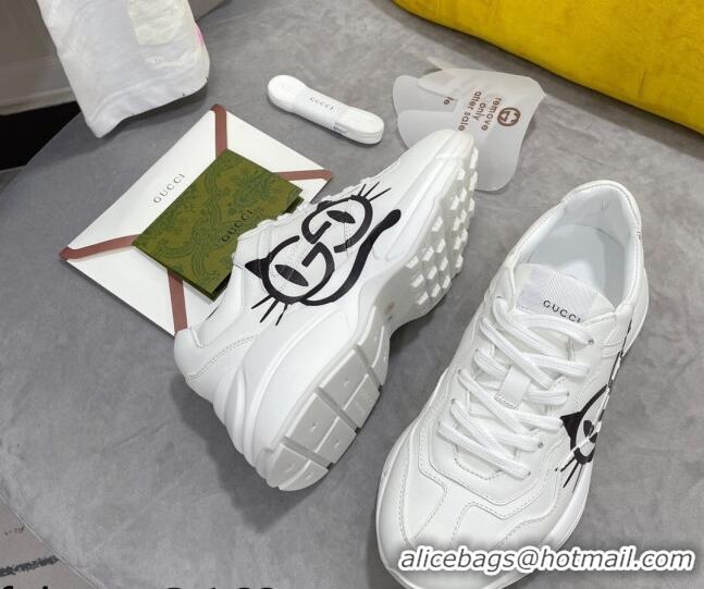 New Design Gucci Rhyton Sneakers with Cat Eyes 081301 White 2021