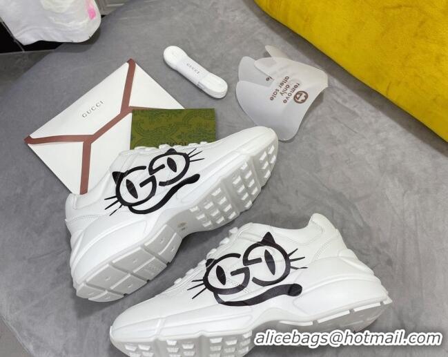 New Design Gucci Rhyton Sneakers with Cat Eyes 081301 White 2021