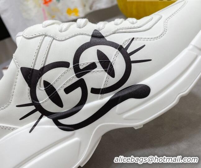 New Design Gucci Rhyton Sneakers with Cat Eyes 081301 White 2021