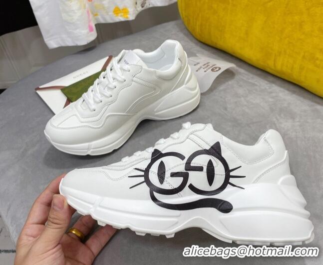 New Design Gucci Rhyton Sneakers with Cat Eyes 081301 White 2021