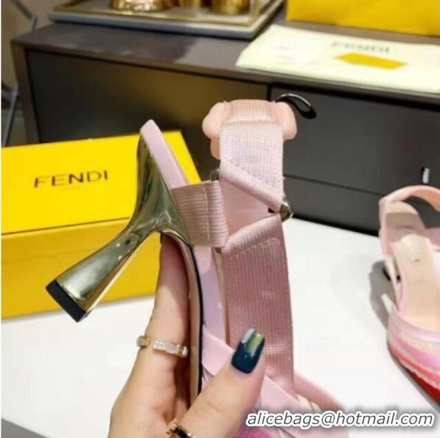 Best Design Fendi Colibri Striped Mesh Slingback Pumps 8cm 070616 Pink 2021