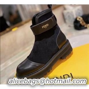 Classic Practical Fendi Rockoko Suede Ankle Boots 081248 Black 2021