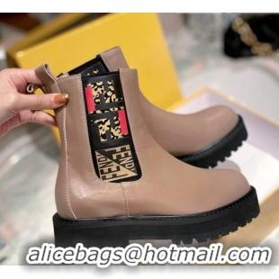 Super Quality Fendi Force Calfskin Ankle Boots Brown/Multicolor 081249