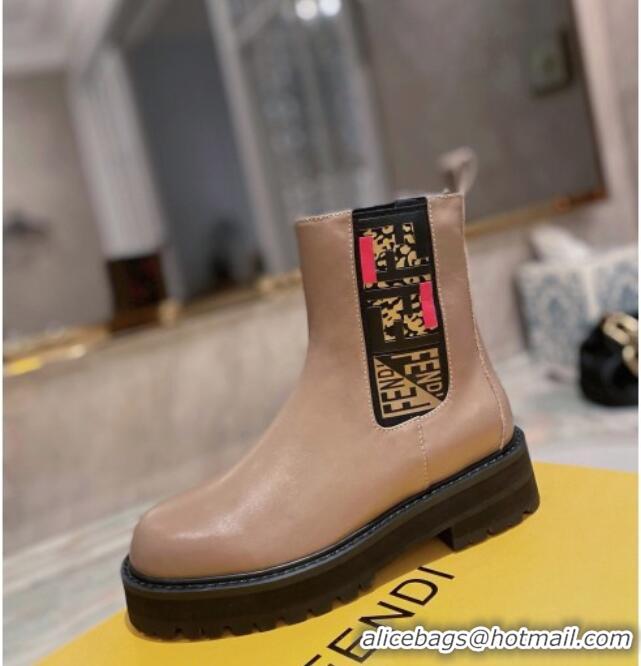 Super Quality Fendi Force Calfskin Ankle Boots Brown/Multicolor 081249