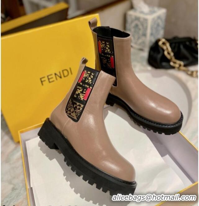 Super Quality Fendi Force Calfskin Ankle Boots Brown/Multicolor 081249