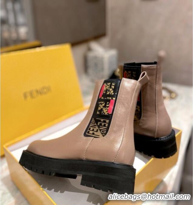 Super Quality Fendi Force Calfskin Ankle Boots Brown/Multicolor 081249