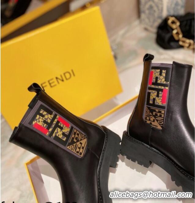 Grade Design Fendi Force Calfskin Ankle Boots Black/Multicolor 081249