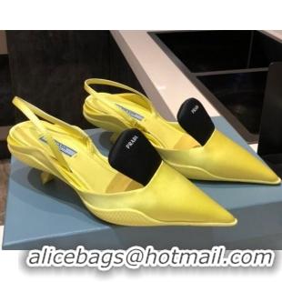 Charming Prada Silk Slingback Pumps 3cm 042796 Yellow