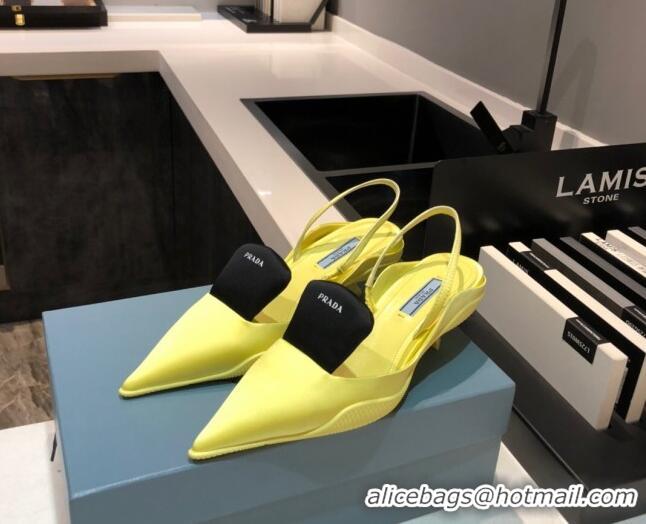 Charming Prada Silk Slingback Pumps 3cm 042796 Yellow