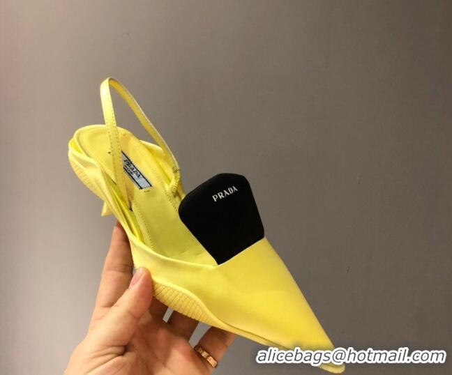 Charming Prada Silk Slingback Pumps 3cm 042796 Yellow