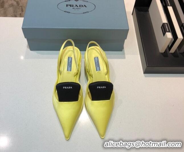 Charming Prada Silk Slingback Pumps 3cm 042796 Yellow