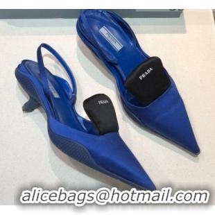 Best Price Prada Silk Slingback Pumps 3cm 042796 Royal Blue