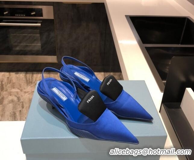 Best Price Prada Silk Slingback Pumps 3cm 042796 Royal Blue