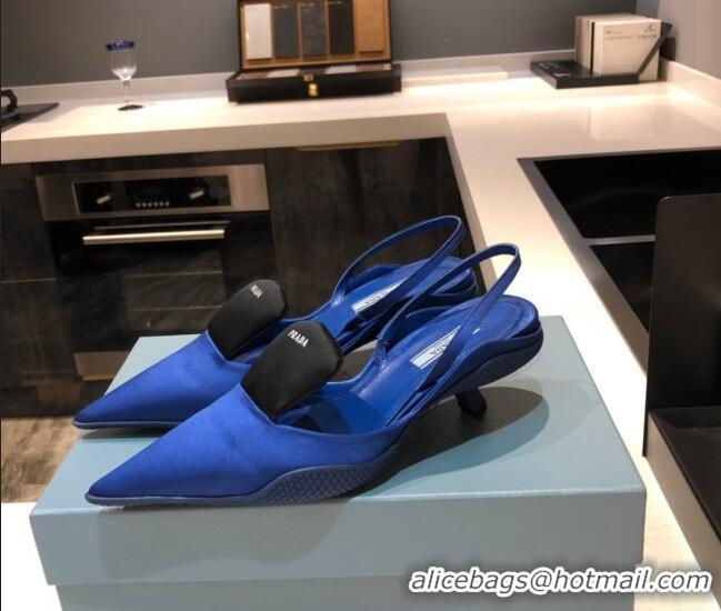 Best Price Prada Silk Slingback Pumps 3cm 042796 Royal Blue