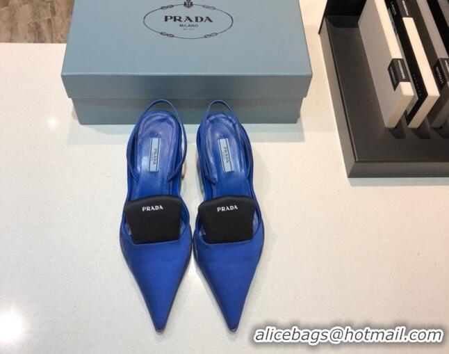 Best Price Prada Silk Slingback Pumps 3cm 042796 Royal Blue