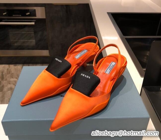 Top Quality Prada Silk Slingback Pumps 3cm 427100 Orange