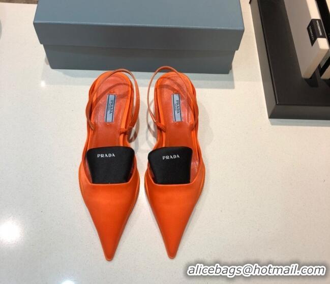 Top Quality Prada Silk Slingback Pumps 3cm 427100 Orange