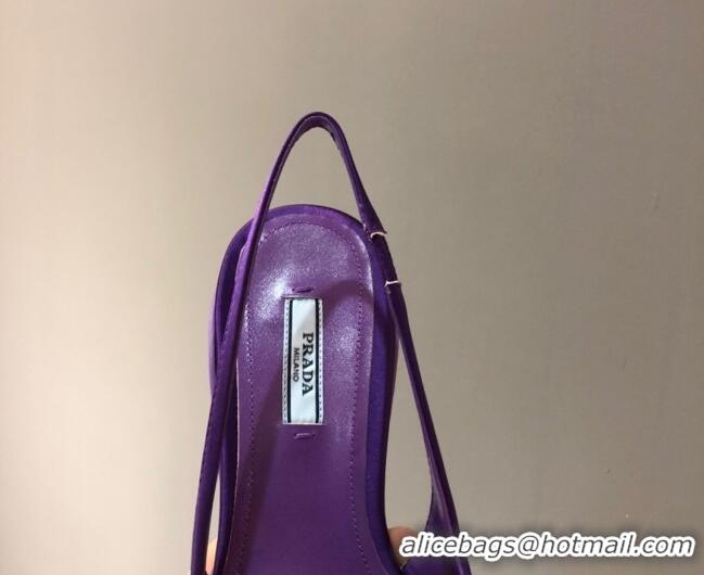 New Style Prada Silk Slingback Pumps 3cm 427100 Purple