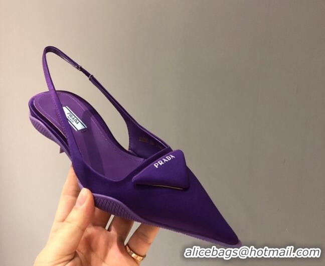 New Style Prada Silk Slingback Pumps 3cm 427100 Purple