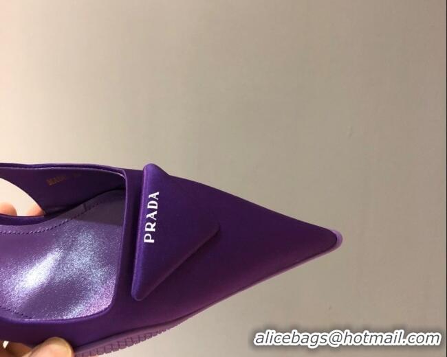 New Style Prada Silk Slingback Pumps 3cm 427100 Purple