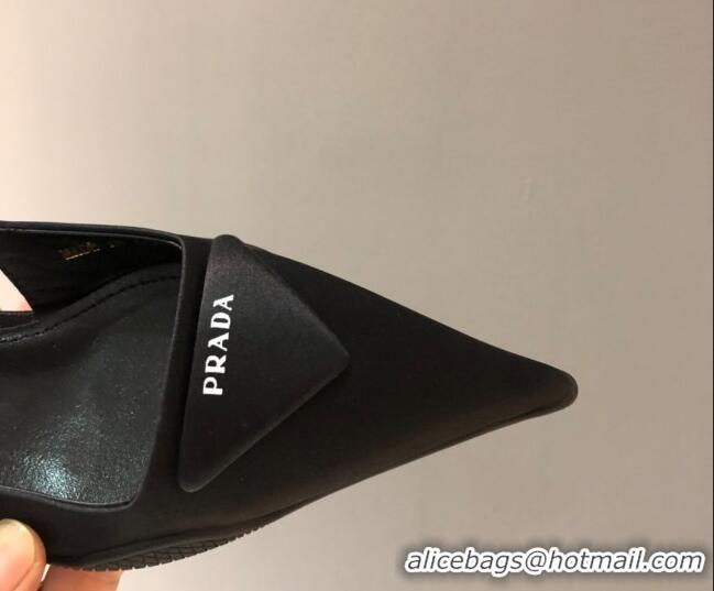 New Style Prada Silk Slingback Pumps 3cm 427100 Black