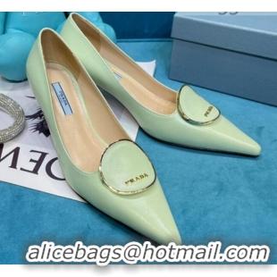 Most Popular Prada Texture Calfskin Pumps 5.5cm 043025 Green 2021