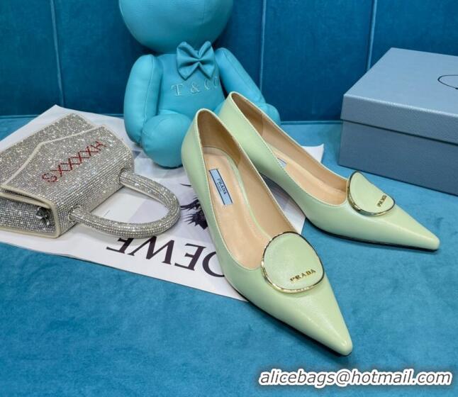 Most Popular Prada Texture Calfskin Pumps 5.5cm 043025 Green 2021