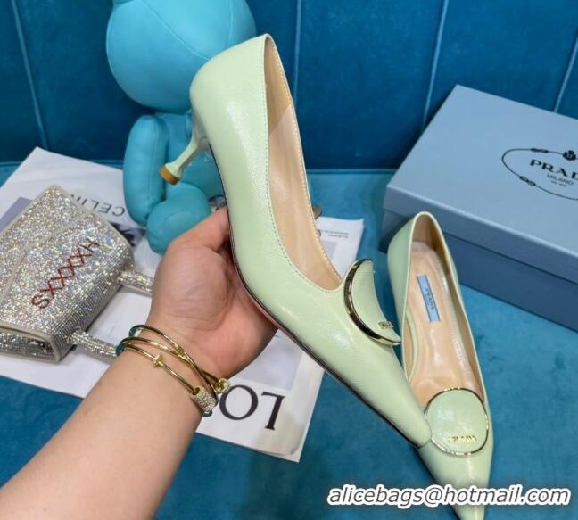 Most Popular Prada Texture Calfskin Pumps 5.5cm 043025 Green 2021