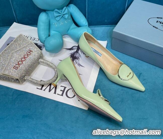 Most Popular Prada Texture Calfskin Pumps 5.5cm 043025 Green 2021