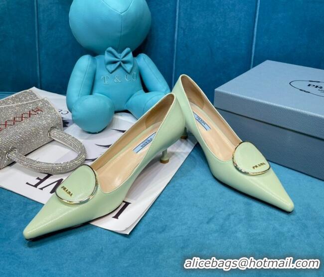 Most Popular Prada Texture Calfskin Pumps 5.5cm 043025 Green 2021