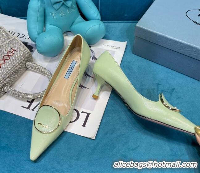 Most Popular Prada Texture Calfskin Pumps 5.5cm 043025 Green 2021