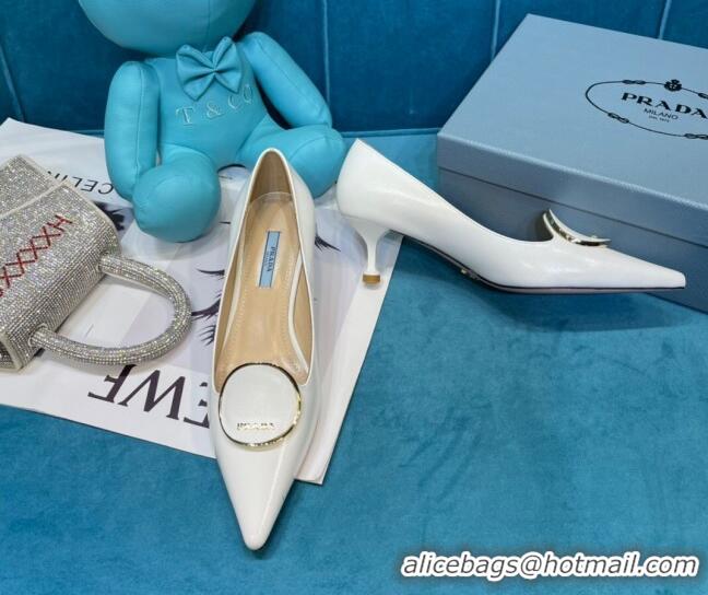 Perfect Prada Texture Calfskin Pumps 5.5cm 043025 White 2021