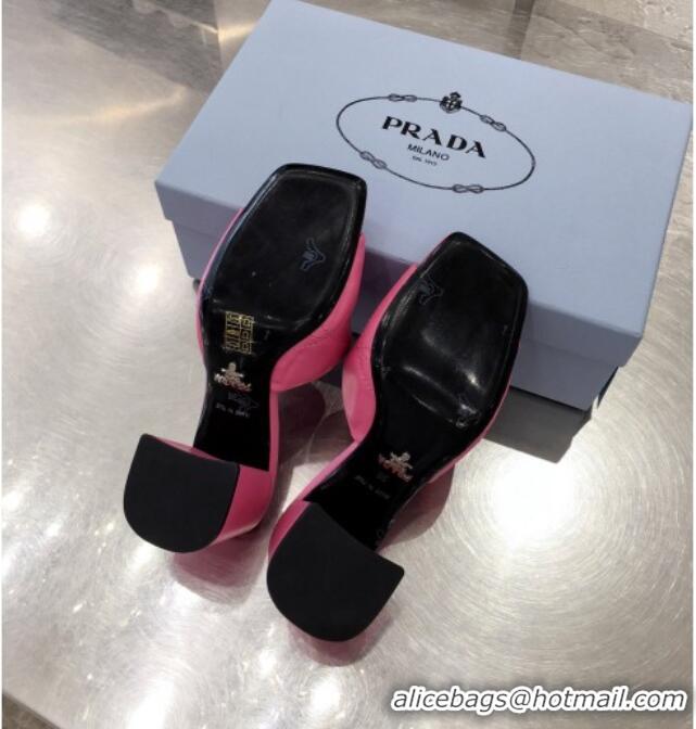 Best Luxury Prada Quilted Lambskin Heel Slide Sandals 7cm 050781 Pink 2021