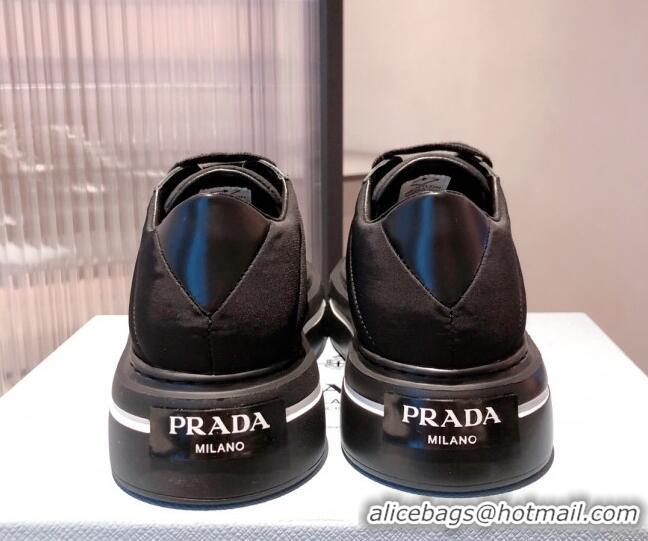 Top Quality Prada Macro Re-Nylon and Brushed leather Sneakers 051001 Black 2021 