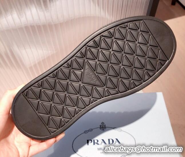 Top Quality Prada Macro Re-Nylon and Brushed leather Sneakers 051001 Black 2021 