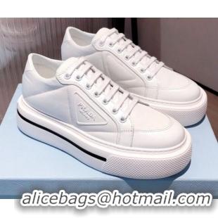 Popular Prada Macro Re-Nylon and Brushed leather Sneakers 051001 White 2021