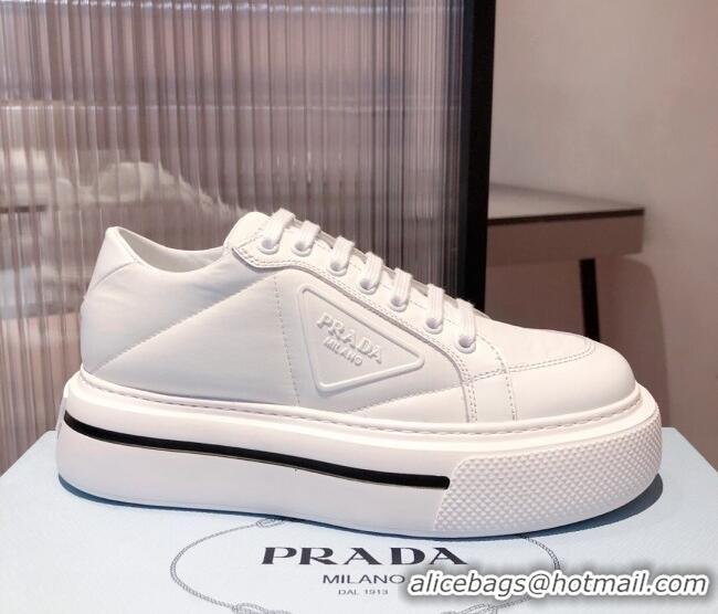 Popular Prada Macro Re-Nylon and Brushed leather Sneakers 051001 White 2021