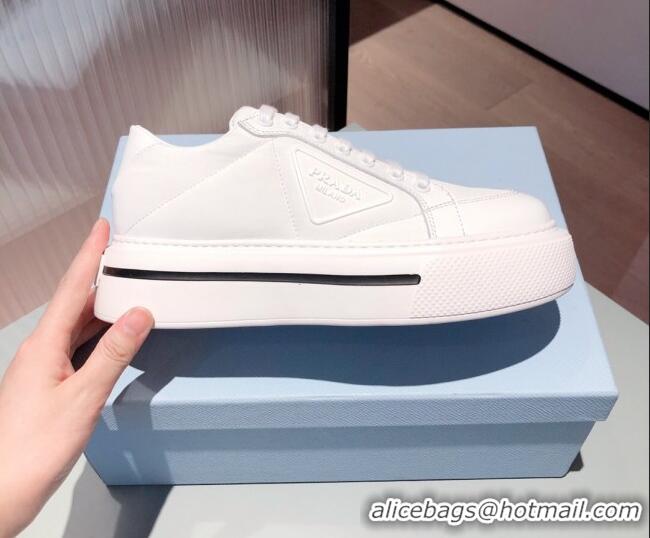 Popular Prada Macro Re-Nylon and Brushed leather Sneakers 051001 White 2021