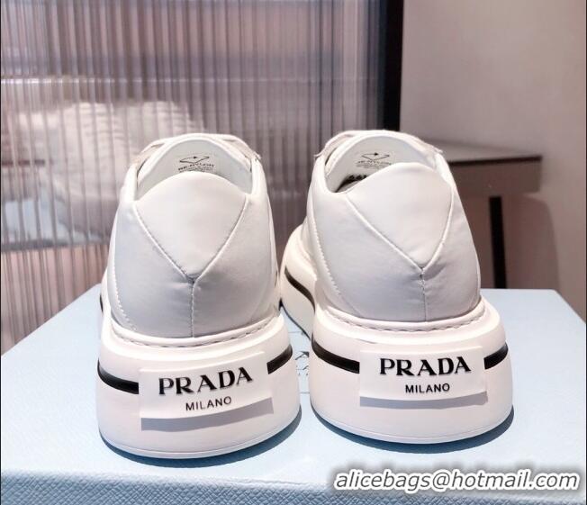 Popular Prada Macro Re-Nylon and Brushed leather Sneakers 051001 White 2021