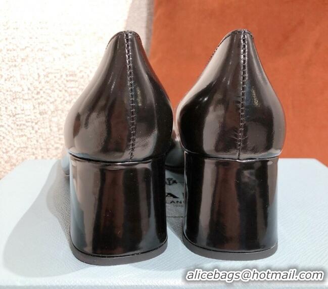 Super Quality Prada Metallic Logo Leather Pumps 510101 Black 2021 