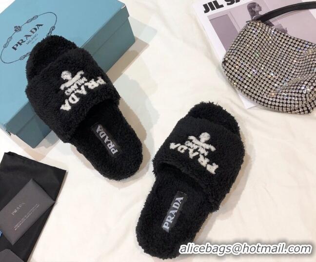 Best Design Prada Logo Fur Mules 070625 Black 2021