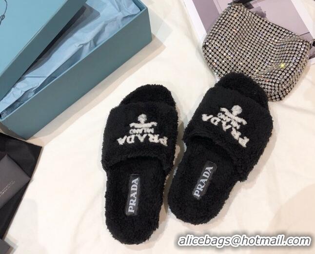 Best Design Prada Logo Fur Mules 070625 Black 2021