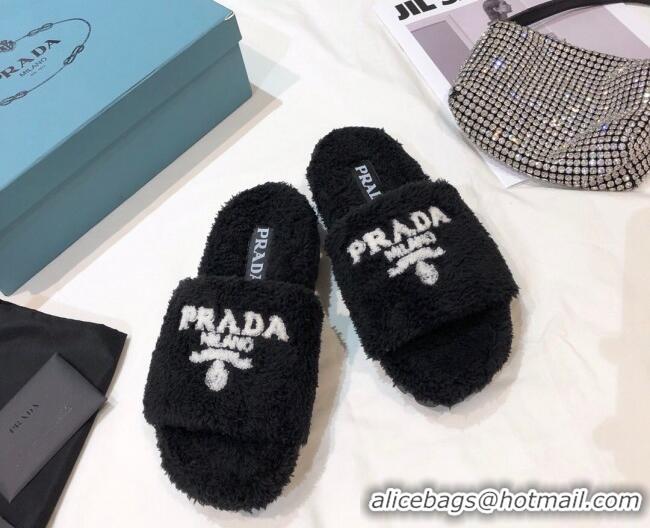 Best Design Prada Logo Fur Mules 070625 Black 2021