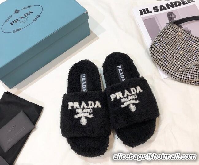 Best Design Prada Logo Fur Mules 070625 Black 2021