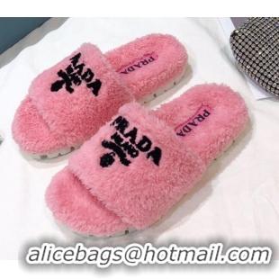 Affordable Price Prada Logo Fur Mules 070625 Pink 2021