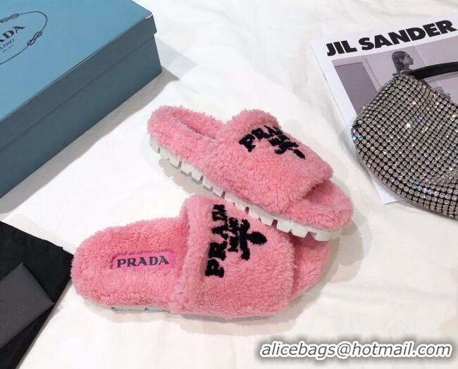 Affordable Price Prada Logo Fur Mules 070625 Pink 2021