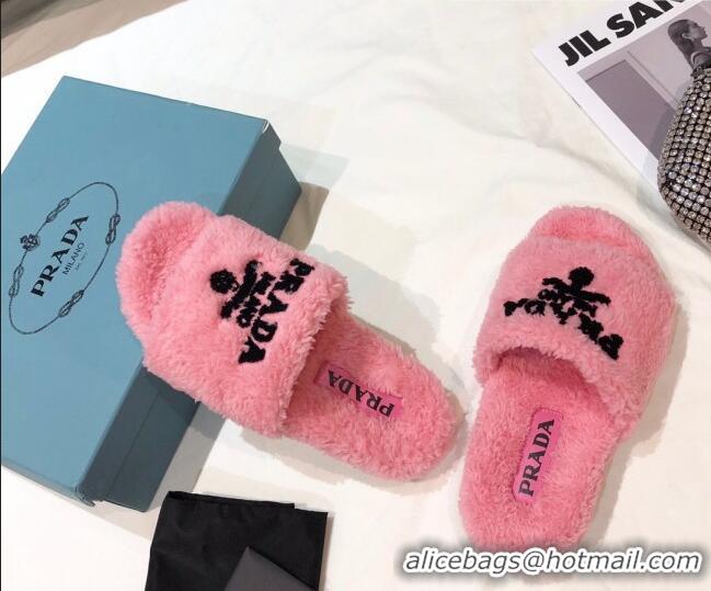 Affordable Price Prada Logo Fur Mules 070625 Pink 2021